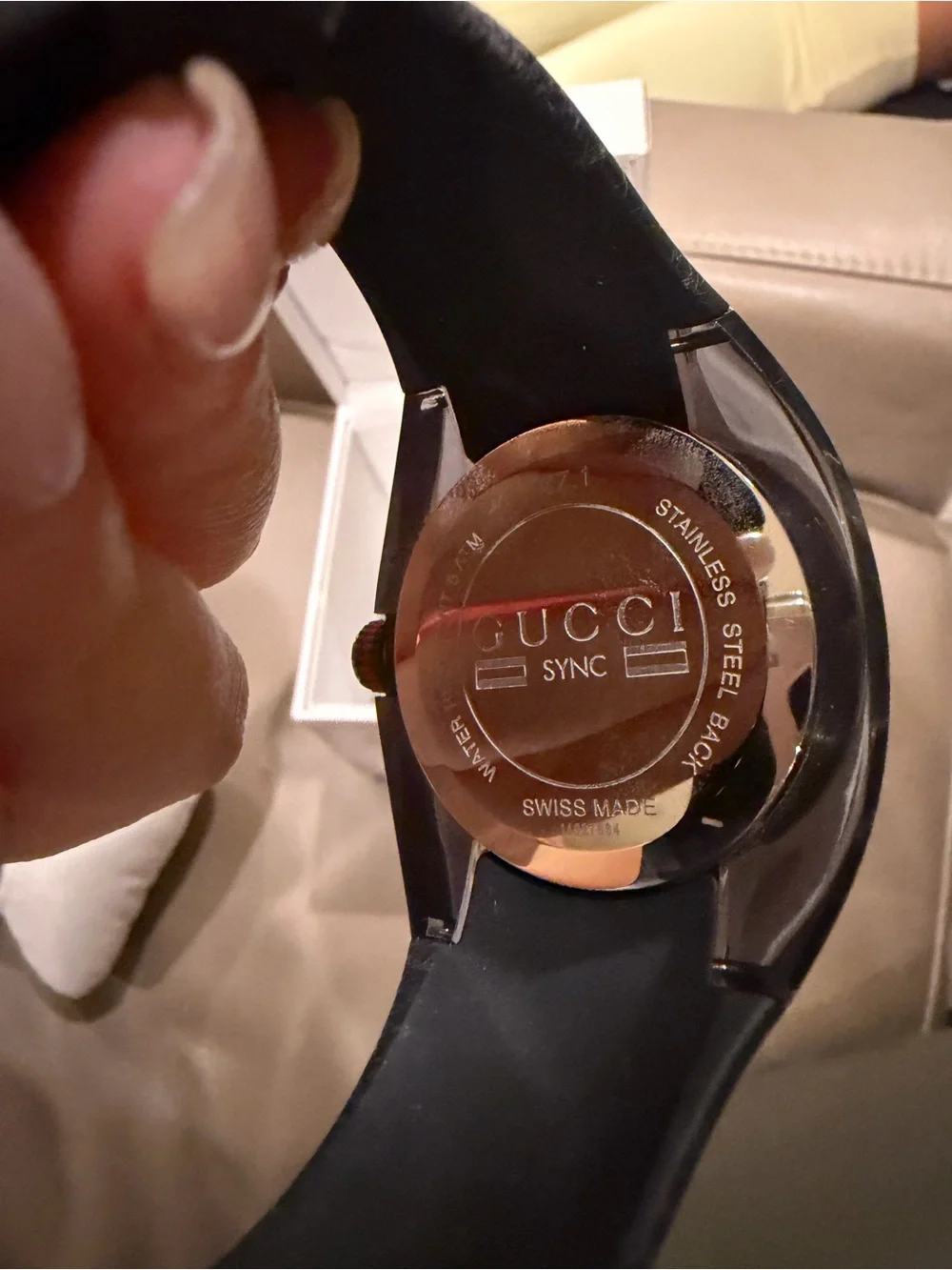 Gucci Black Men's Watch with Red and Green Accents